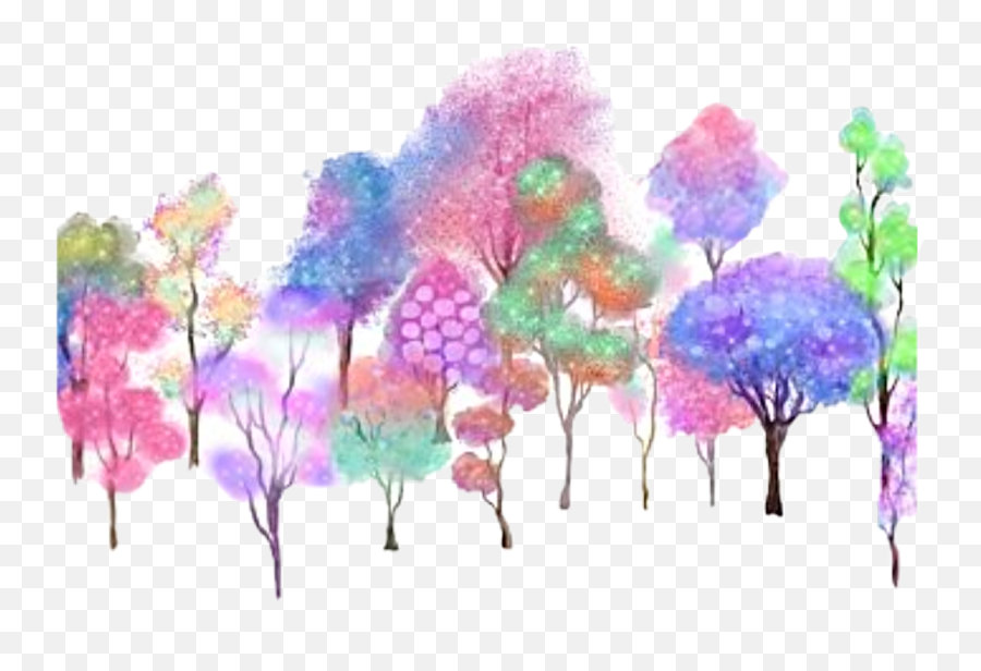 Trees Fairytrees Colorful Rainbow Watercolor Woods Fore - Unicorn Trees Emoji,Fore Emoji