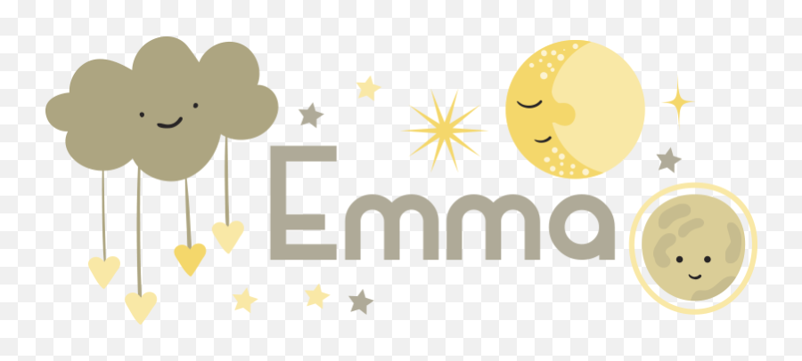 Nordic Stars With Clouds Space Decal - Happy Emoji,Emoji Bedroom