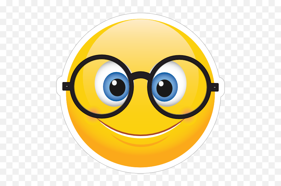 Cute Round Glasses Emoji Sticker - Transparent Emoji With Glasses,Glass Of Water Emoji