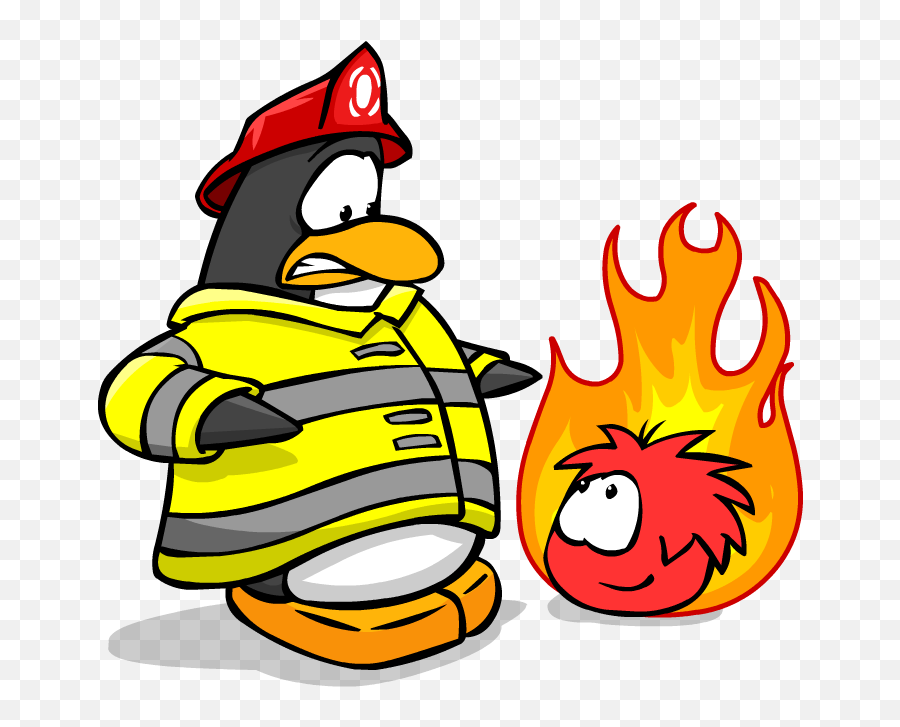Firefighter Clipart Transparent - Black Puffle On Fire Png Black Puffle Fire Gif Emoji,Firefighter Emoji