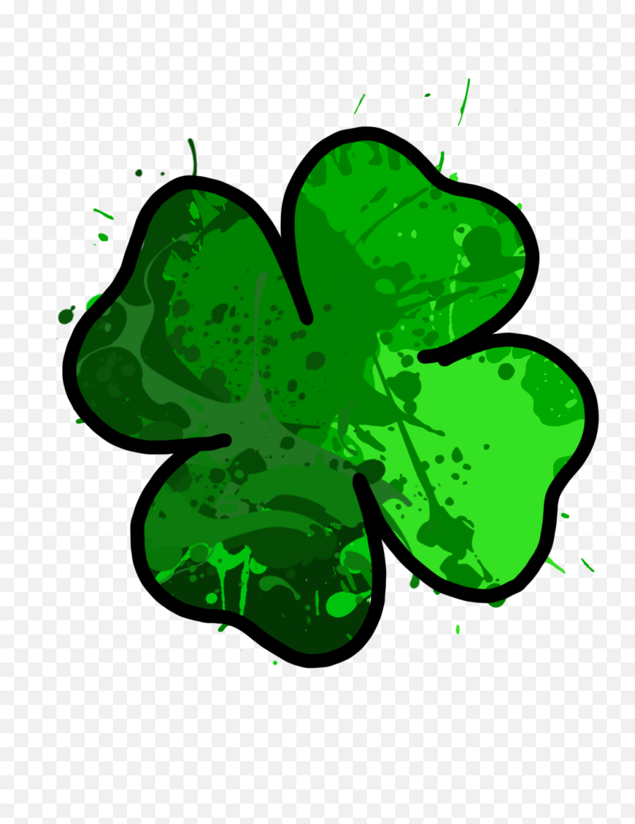 Lucky Paint Splatter Clover Fourleafclover 4leafclover - Drawing Emoji,4 Leaf Clover Emoji