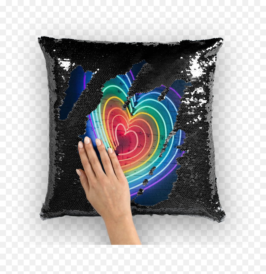 Overall Print Mermaid Sequin Pillow - Small Face Gordon Ramsay Emoji,Hearts Emoji Pillow