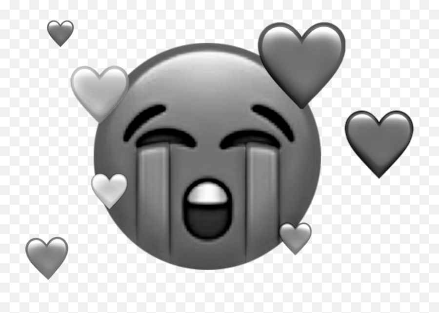 Sad Emoji Black And White Hearts Broken Cry Crying Emoj - Sad Broken Heart Emoji,Emojis Black And White