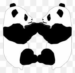 Clip Art Middot Bear Black White Line - Cartoon Panda Love Emoji
