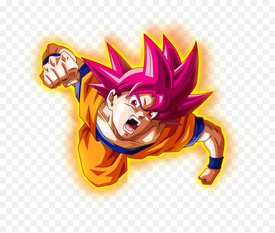 Goku Super Saiyan God Flies With Punch - Super Saiyan God Goku Render Emoji,Goku Emoji