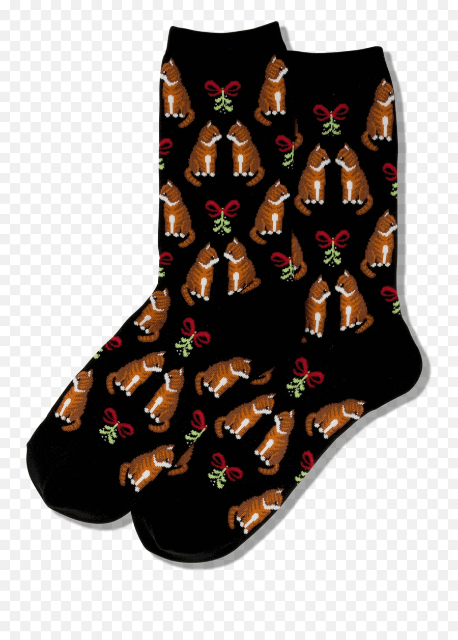 Womens Mistletoe Cat Crew Socks - Sock Emoji,Cat Boot Emoji
