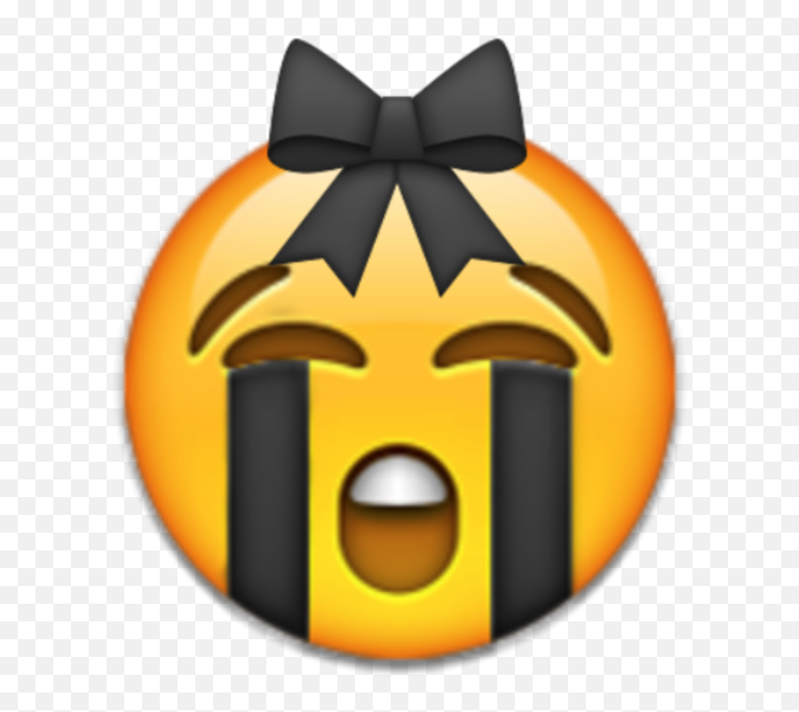 Mq Black Sad Emojis Emoji Bows Ribbon - Emoji With Blood Tears,Orange Ribbon Emoji