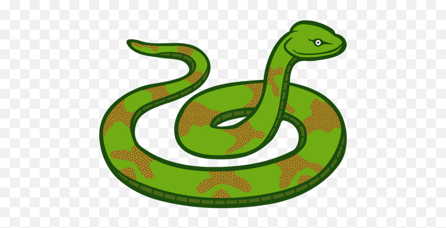 Green And Brown Color Snake Line Art Vector Illustration - Snake Clipart Png Emoji,Emoji With Star Eyes