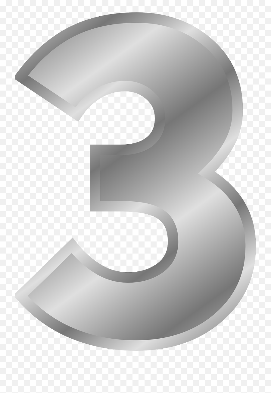 Three Number 3 Shiny Arabic - 3 Clipart Silver Emoji,Bud Emoji