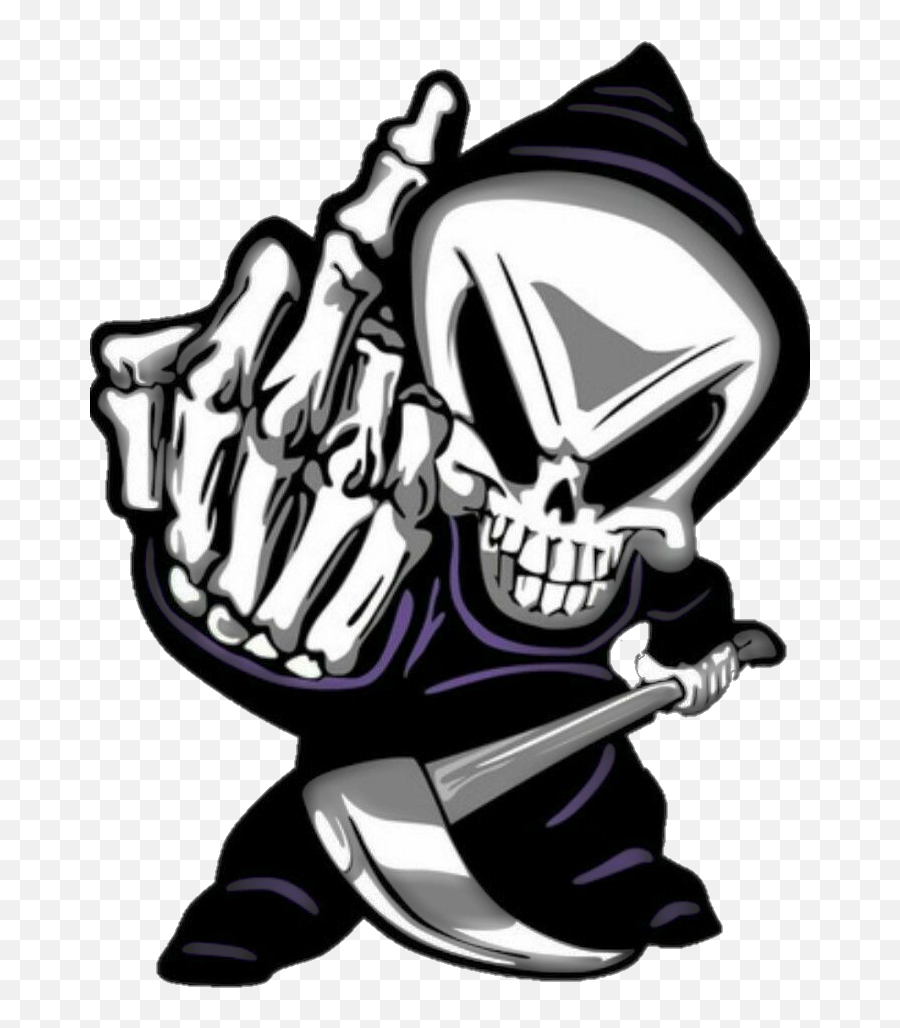 Skull Reaper Cuss Dirty - Sticker By Amanda Grim Reaper Middle Finger Emoji,Reaper Emoji