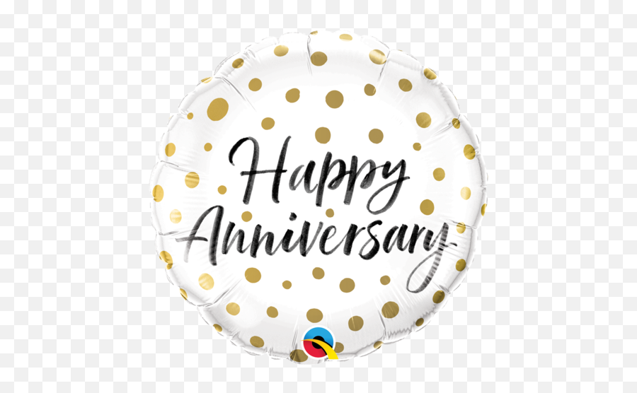 45cm Round Foil Happy Anniversary Gold Dots - Happy Anniversary Round Png Emoji,Happy Anniversary Emoji