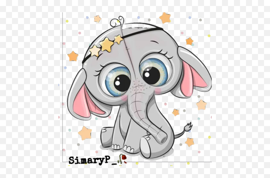 Elefantes Kawaiby Simaryp Stickers For Whatsapp - Cute Elephant Cartoon With Hearts Emoji,Boobie Emoji