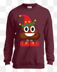 Elf Poop Emoji Funny Christmas Youth - Tik Tok Red T Shirt,Emoji Christmas Sweater