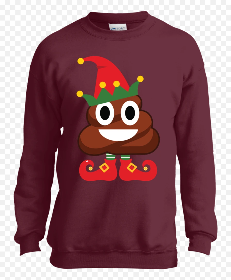 Elf Poop Emoji Funny Christmas Youth - Tik Tok Red T Shirt,Emoji Christmas Sweater