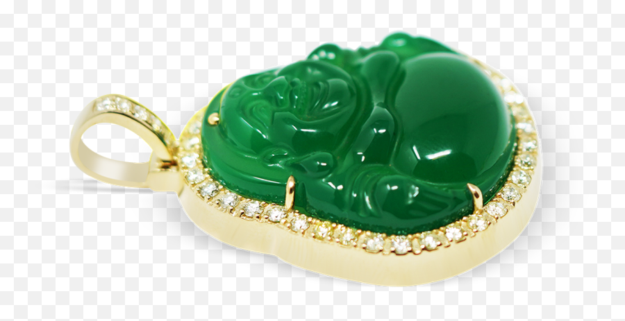 10k Yellow Gold Buddha Jade Pendant 1 - Jade Emoji,Chain Emoji