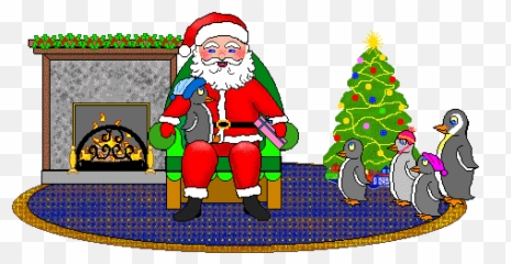 Christmas Clip Art Santa Sitting By A Fireplace Listening To - Santa Claus Clip Art Emoji,Listening Emoji