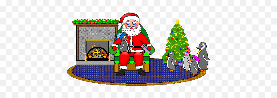Christmas Clip Art Santa Sitting By A Fireplace Listening To - Santa Claus Clip Art Emoji,Listening Emoji