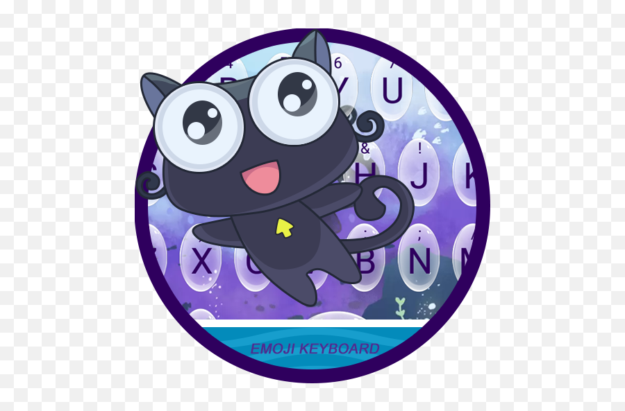 Black Kitty Under The Sea Keyboard - Cartoon Emoji,Sea Emoji