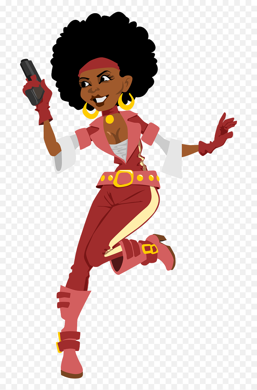 Afro Agent Boots Gloves Gun - African American Dancing Clipart Emoji,Nurse Emoticon