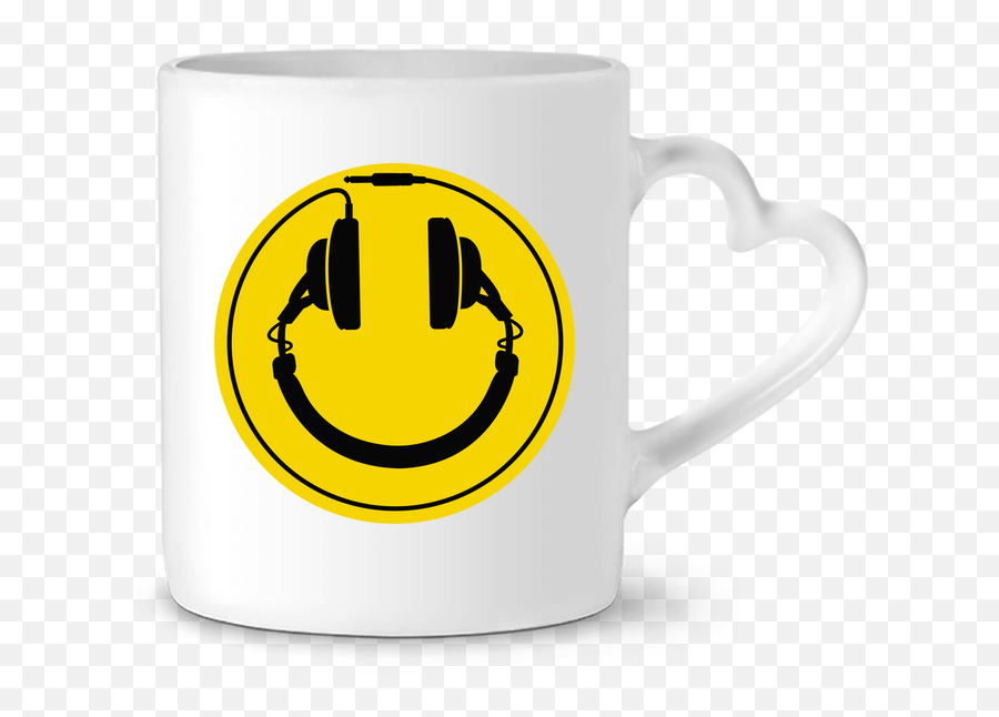 Mug Coeur Smiley Headphone - Dinero No Da La Felicidad Emoji,Emoticon Mug