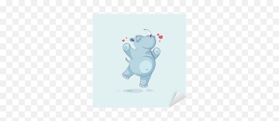 Isolated Emoji Character Cartoon - Hippopotamus Emoticon,Jumping Emoji