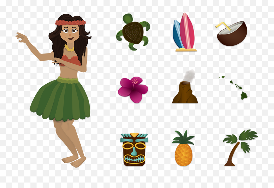 Hawaiian Emojis - Hawaii Pop Art Map 2,Hawaii Emoji