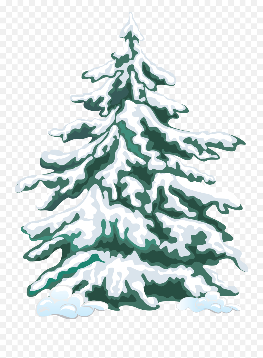 Evergreen Trees In Winter Clipart - Christmas Tree Vector Snow Emoji,Evergreen Tree Emoji