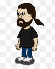 Comic Character Bearded Guy PNG SVG Clip art for Web - Man With Ponytail Cartoon Emoji