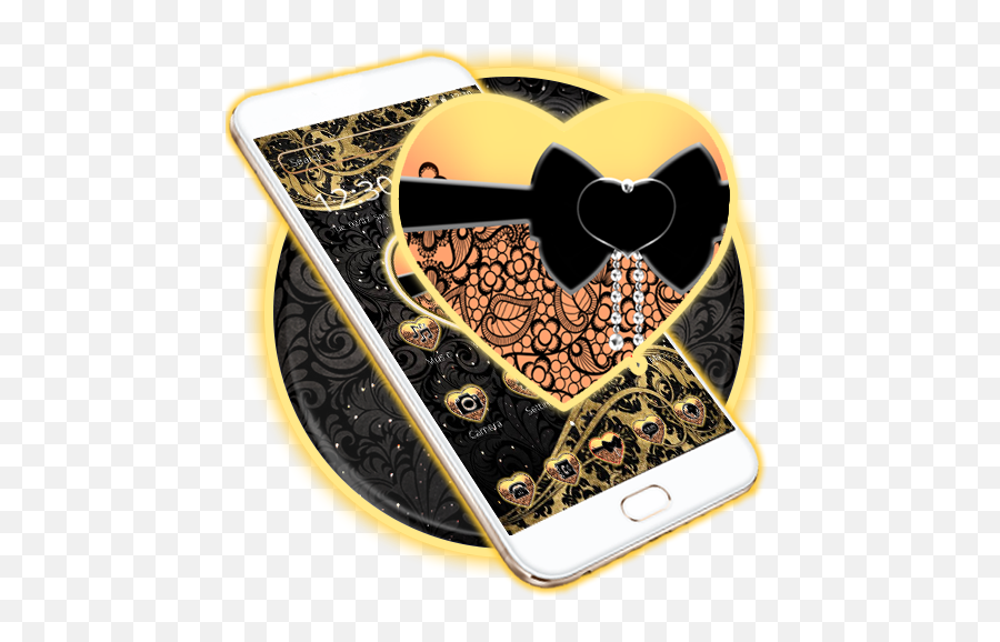 Black Lace Heart 2d Theme Amazoncouk Appstore For Android - Smartphone Emoji,Golden Heart Emoji