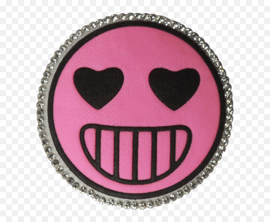 Pink Round Smile Emoji Face Applique - Kikkerland Black And White Moire Coasters,Emojiface
