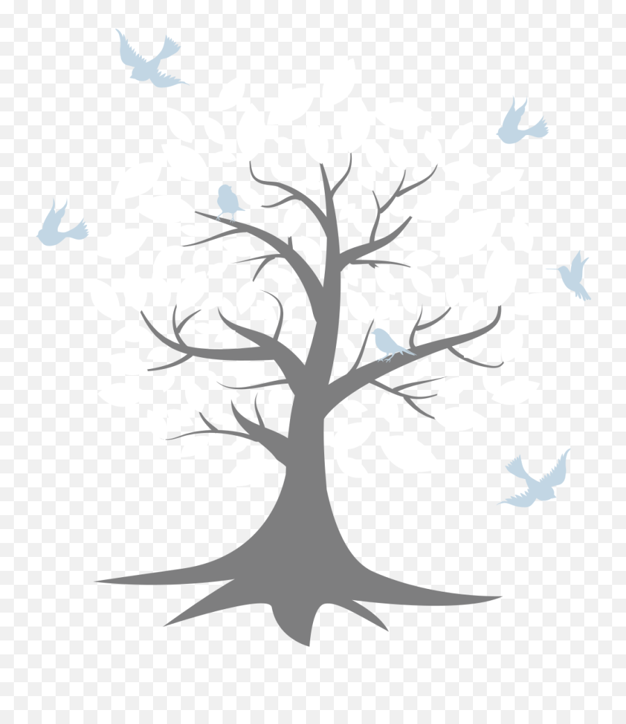 Tree With White Leaves And Birds - Lovely Emoji,White Bird Emoji
