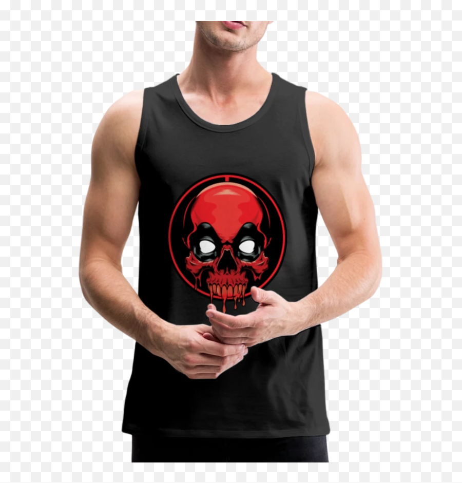 Skull Deadpool Mens Premium Tank - Funny Tank Tops Emoji,Man And Skull Emoji