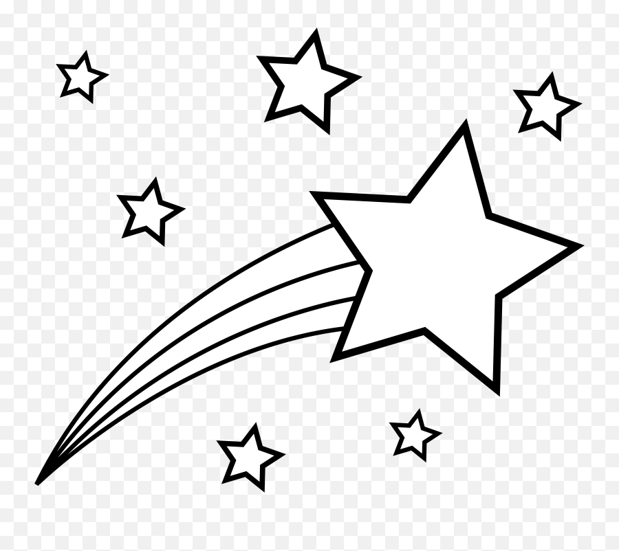 Black And White Stars Clipart - Shooting Star Coloring Page Emoji,White Star Emoji