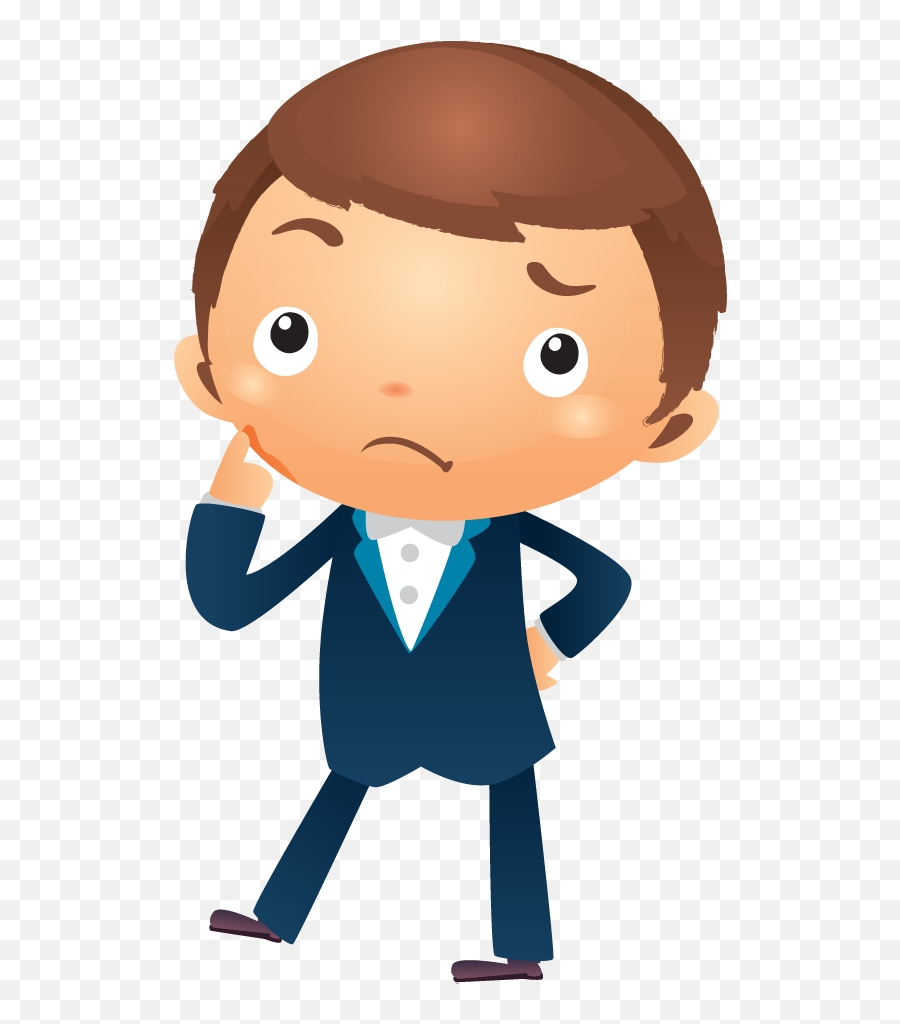 Businessman Thinking With Hand Pointing - Cartoon Thinking Man Png Emoji,Businessman Emoji