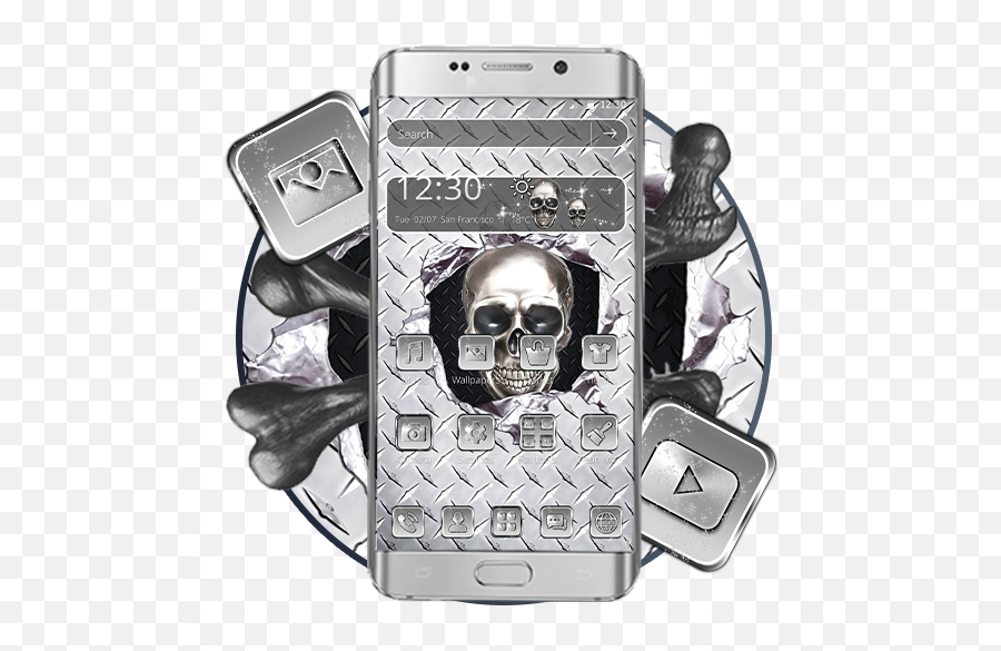 Silver Metal Skull Theme - Skull Emoji,Skull Emoji Iphone