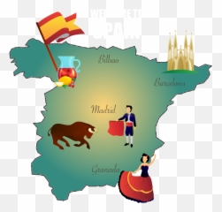 Happy Hour Spanish Clipart - Spain Map Emoji