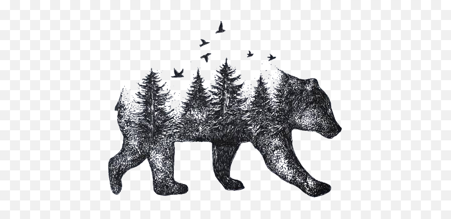 Bear Tattoo Drawing Nature Idea - Bear Png Download 900 Bird Made Of Tree Emoji,Grizzly Bear Emoji