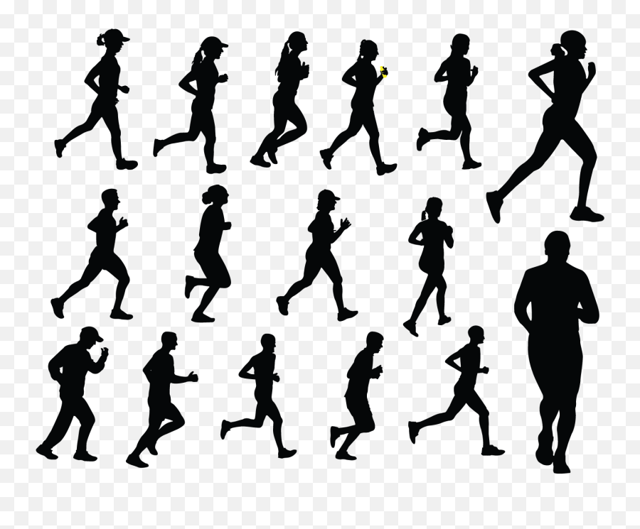 Silhouette Royalty - Free Running Illustration Vector Black People Running Png Black Emoji,Runner Emoji