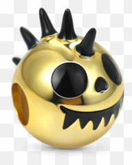 Punk Smiley Charm With Mohawk Haircut Bead 18k Gold Plated - Happy Emoji,Metal Emoticon