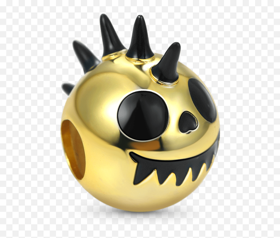 Punk Smiley Charm With Mohawk Haircut Bead 18k Gold Plated - Happy Emoji,Metal Emoticon