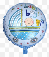 17 Inch Round Baby Boy In Stroller - Balloon Emoji,Baby Stroller Emoji