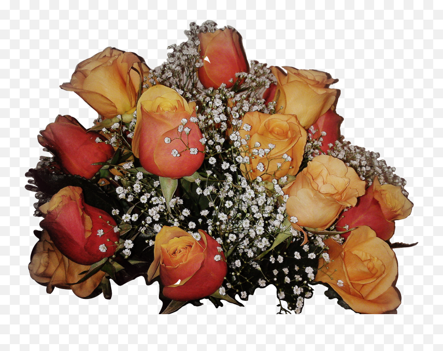 Bouquet Flowers Roses Peach Orange Yellow Real Floral - Garden Roses Emoji,Bouquet Of Flowers Emoji