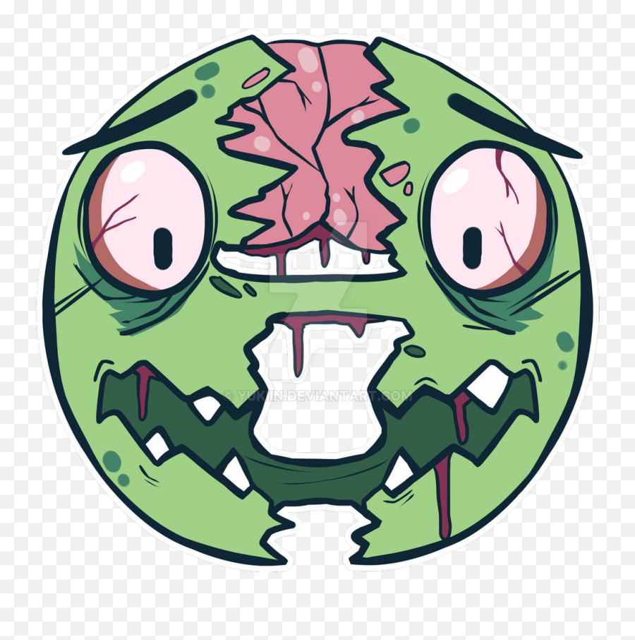 Torn Emoji Zombie Face - Cartoon,Zombie Emoji
