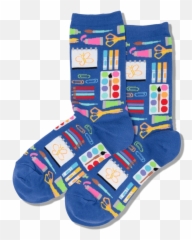 Womens Art Supplies Crew Socks - Sock Emoji,Blue Dot Emoji