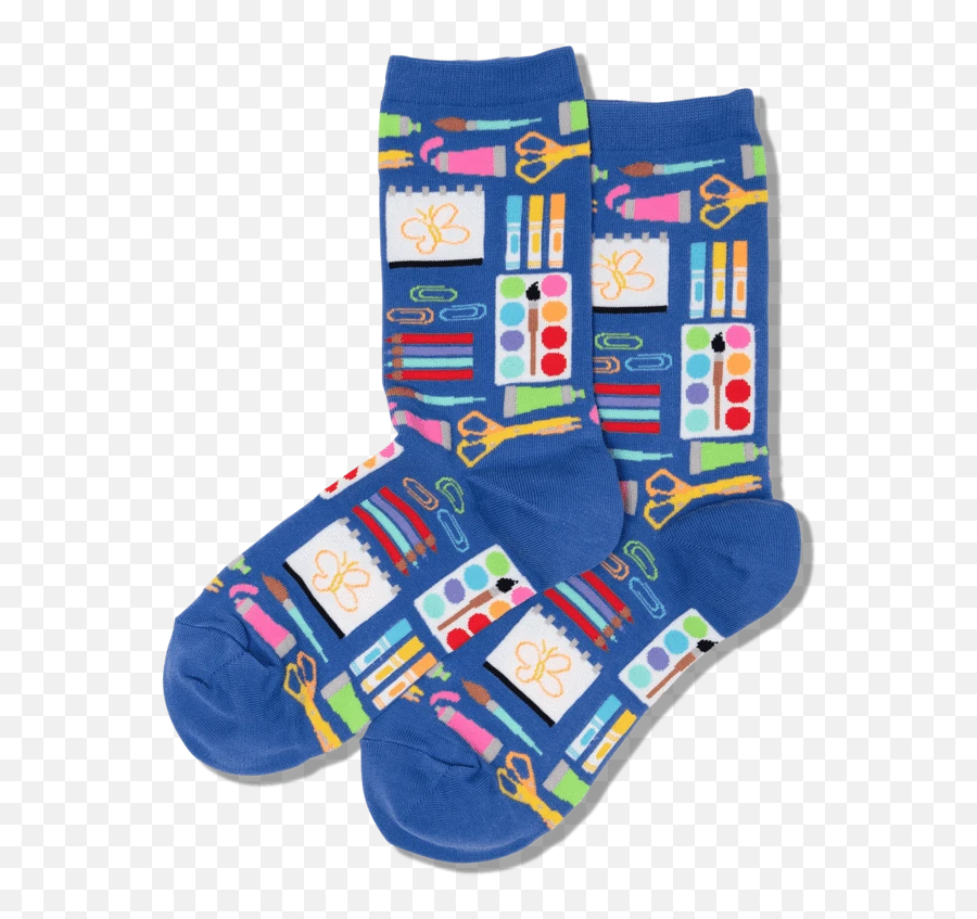 Womens Art Supplies Crew Socks - Sock Emoji,Blue Dot Emoji