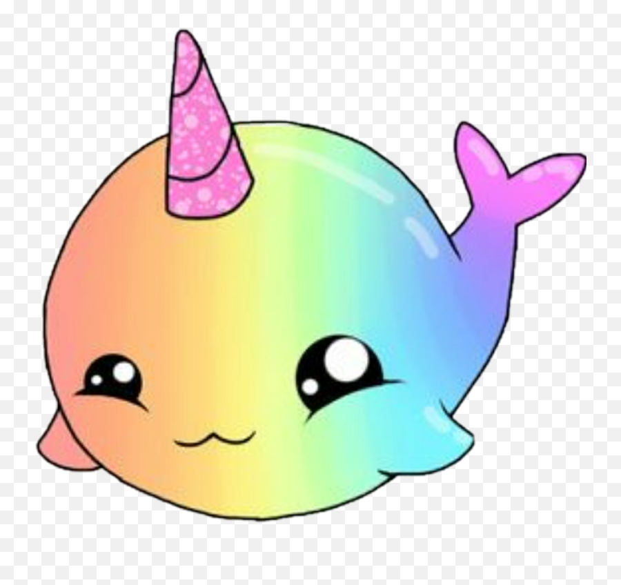 Cute Narwal Lazy Rainbow Colorful Pretty - Cute Drawing Unicorn Emoji,Lazy Eye Emoji