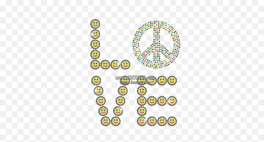 Sparkling Love U0026 Peace Sign Iron On Rhinestone Transfer - Cstown Circle Emoji,Emoji Peace Sign