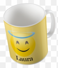 Taza Blanca Cerámica Emoji Angel Personalizada Con Tu Texto - Smiley,Emoji Con