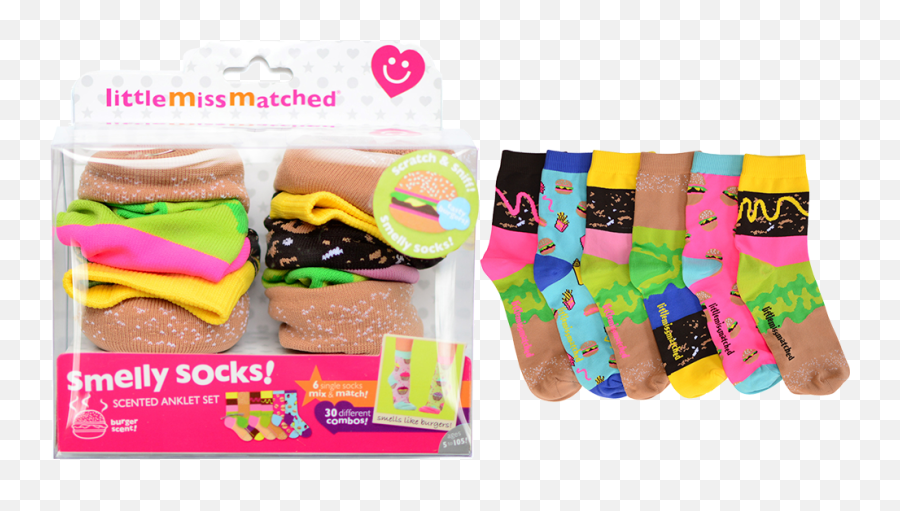 Little Missmatched Smelly Cheeseburger Socks Gift Set - Little Miss Matched Socks Smelly Emoji,Burger Emoji Png