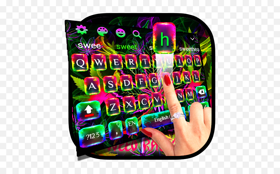 Colourful Weed Rasta Keyboard Theme - Graphic Design Emoji,Rasta Emoji Keyboard